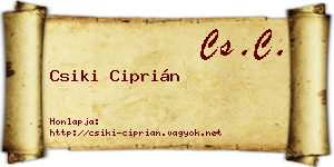 Csiki Ciprián névjegykártya